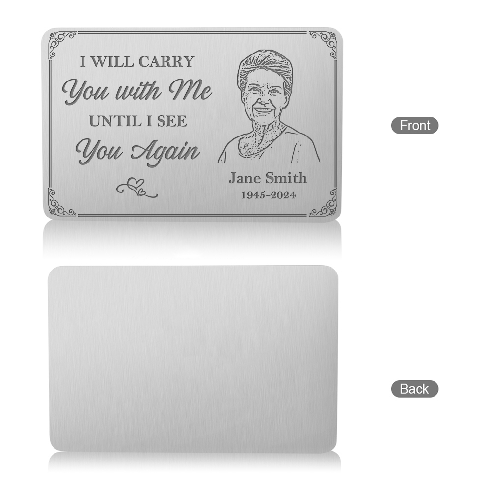 Personalised Memorial Wallet Card with Custom Name and Photo Memorial Wallet Card "I Will Carry You with Me" | Jessmade
