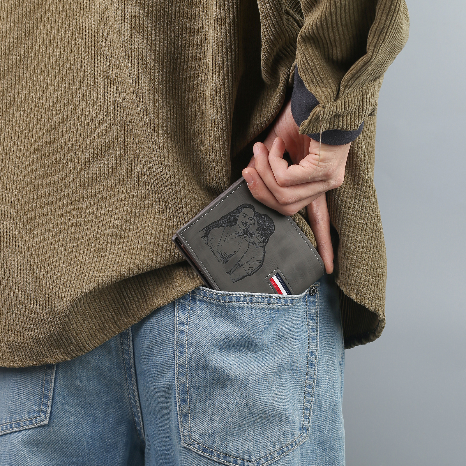 Personalized Name Leather Men's Wallet With Card Slot Engraved Name & Letter & Photo Christmas Gift For Him | Jessemade