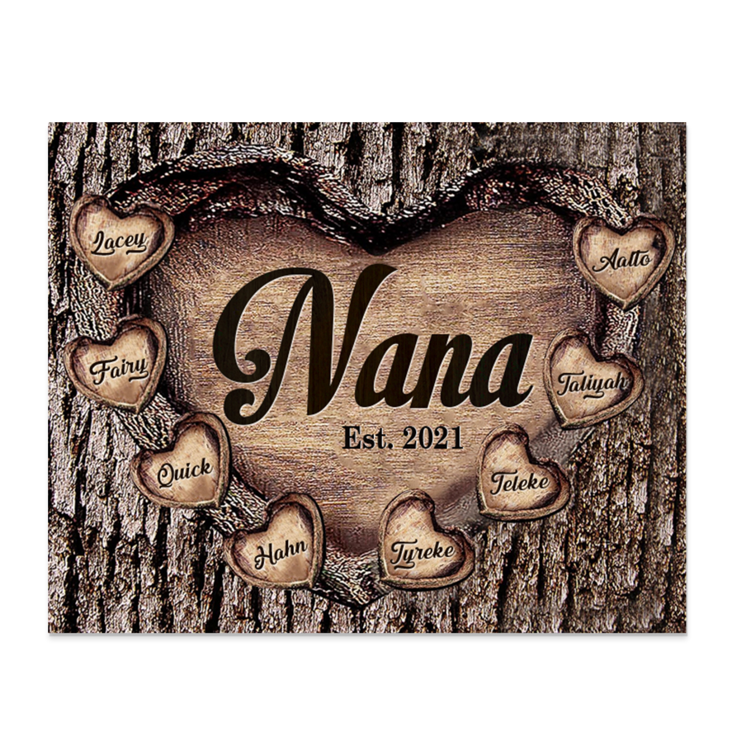 8 Names-Personalized Nana Wooden Ornament Custom Text And Date Home Decoration for Family