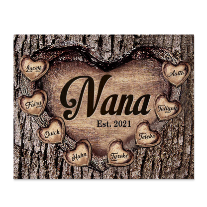 8 Names-Personalized Nana Wooden Ornament Custom Text And Date Home Decoration for Family