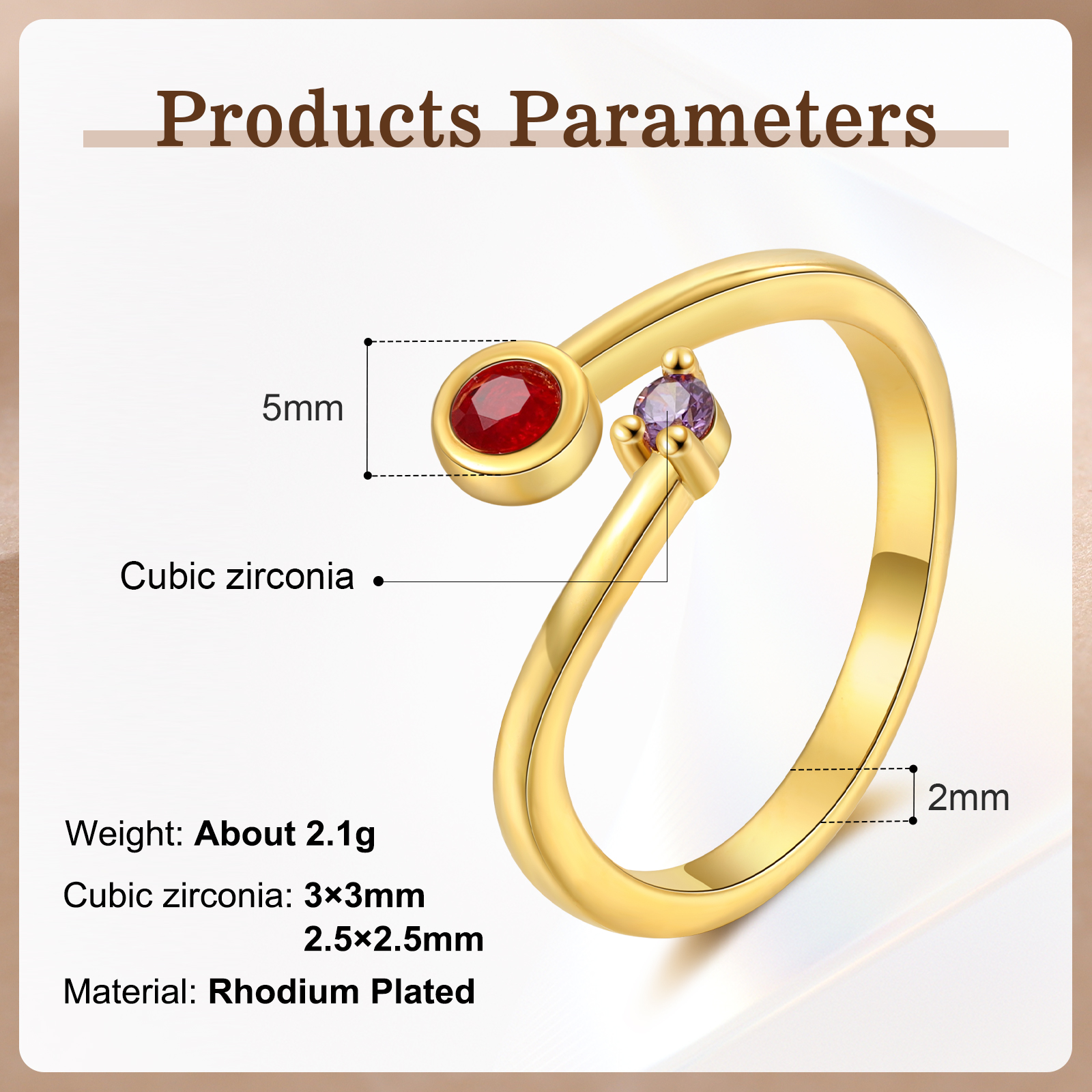 2 Birthstones - Personalized Birthstone Ring, A Customized Gift For Her