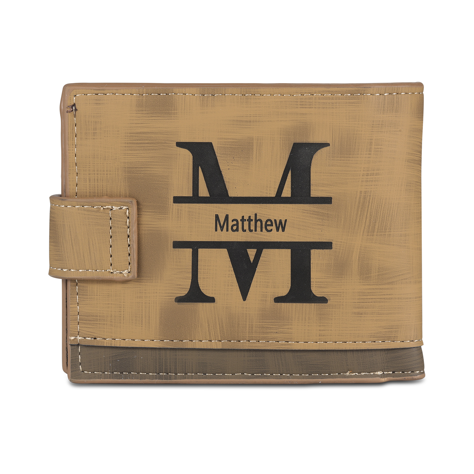 Personalized Name Leather Men's Buckle Wallet With Card Slot Engraved Letter And Photo Gift For Him