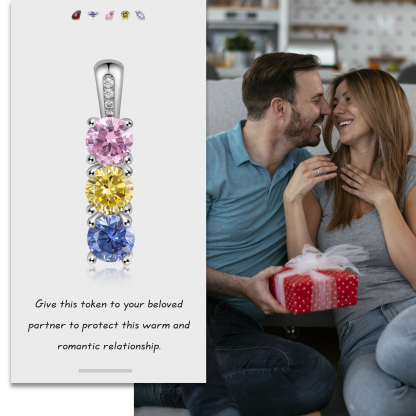 Family Birthstone Necklace Personalized 3 Stones Family Tribal Necklace for Her