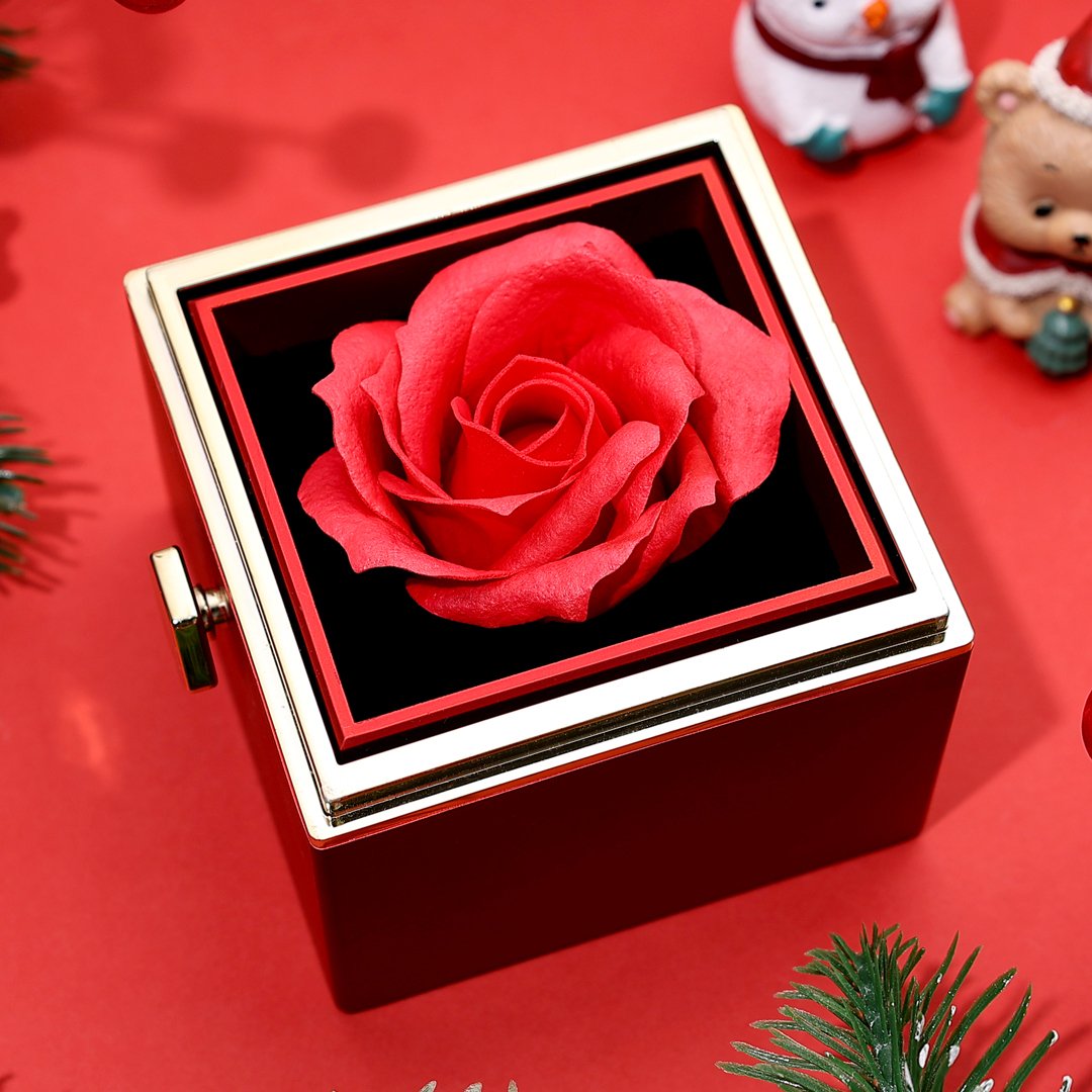 3 Names-Personalized Mom Necklace Set With  Premium Rotating Rose Flower Gift Box-Custom Necklace With 3 Birthstones Engraved Names Gift For Mother