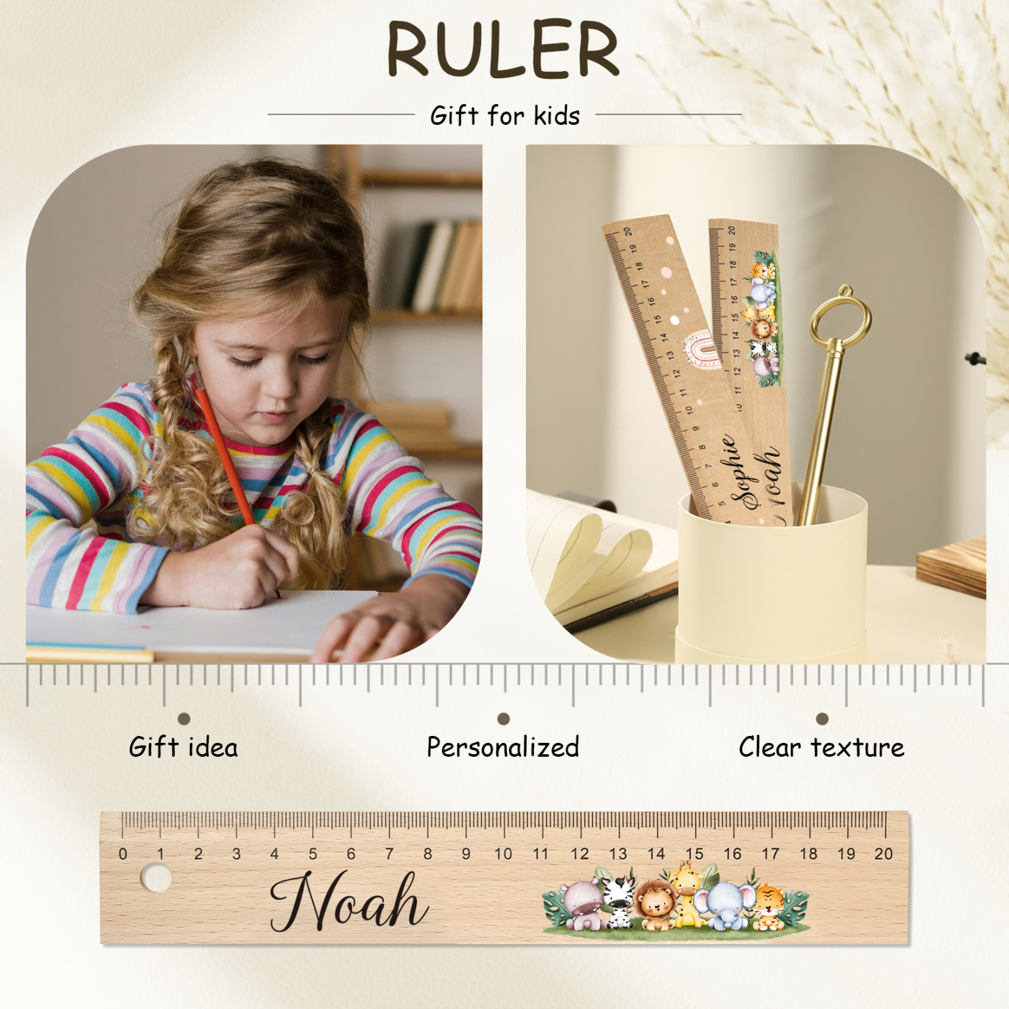 Personalized Custom 1 Letter and 3 Names Gift Set Custom Backpack and Pencil Case and Ruler Gift Set Back to School Gift for Daughter