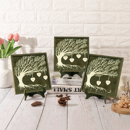 3 Names -Customized Tree Type Wooden Ornaments Decorations Text  Our Family