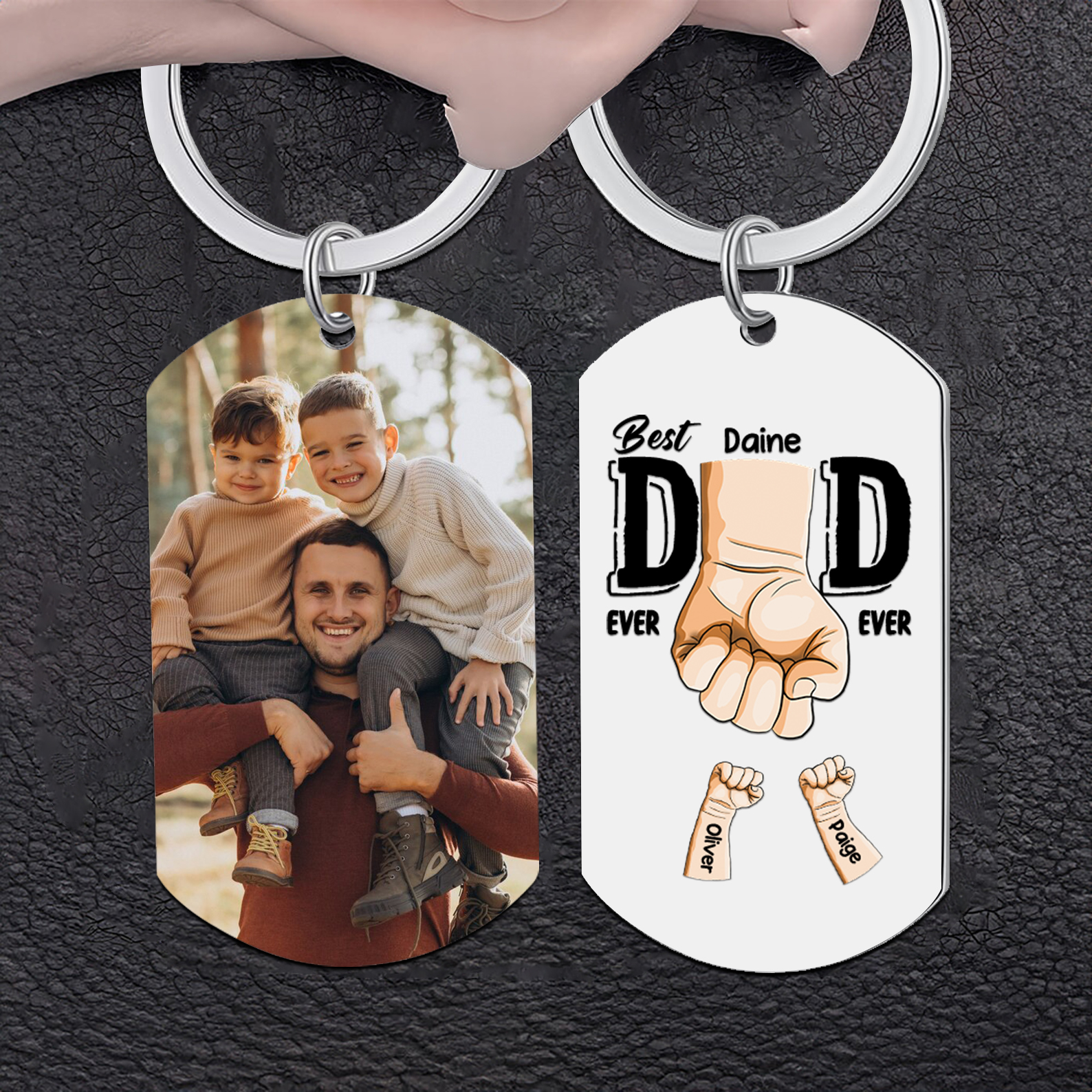 3 Names-Personalized Photo Keychain Gift Customized Name Special Keychain Gift for Dad