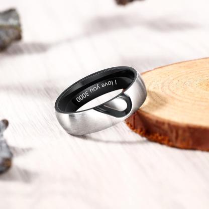 Promise Rings for Couples Heart Matching Ring Set Engravable Personalized his and her Ring Black