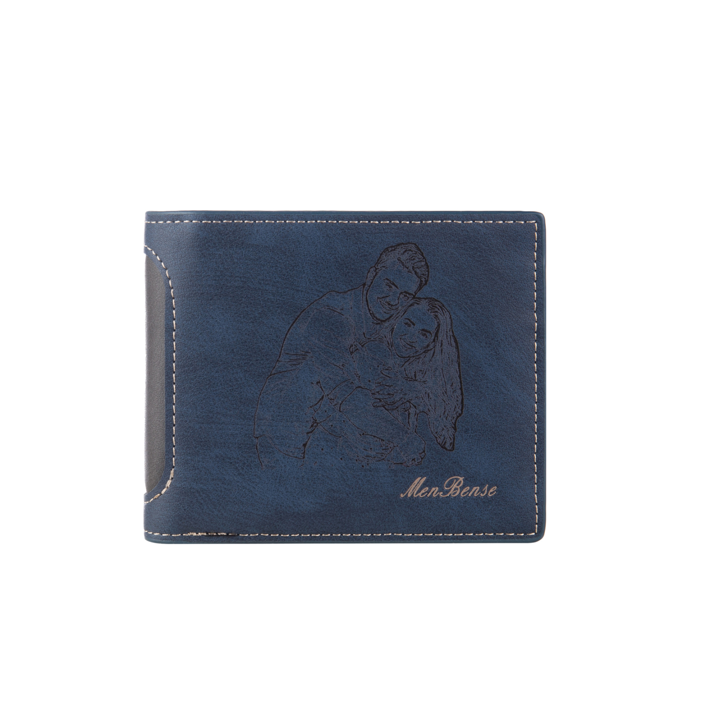 Personalized Leather Folding Wallet With Photo, Name and Letter, Gift For Dad
