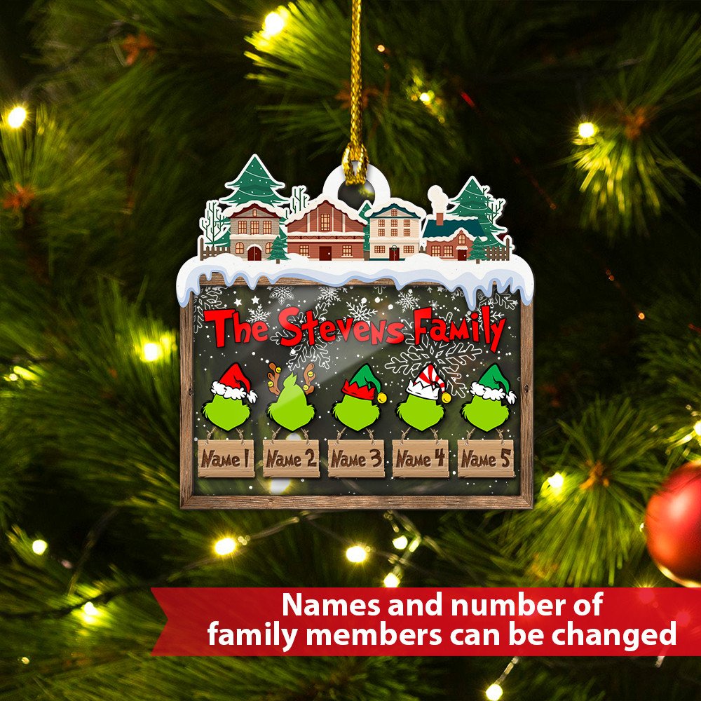 MERRY GRINCHMAS Grinch Personalized Christmas Ornament Engraved 6 Names Gifts For Family | Jessemade
