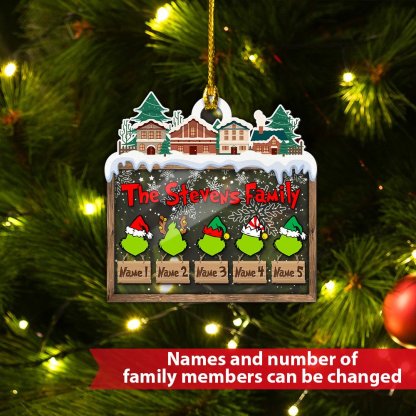MERRY GRINCHMAS Grinch Personalized Christmas Ornament Engraved 6 Names Gifts For Family | Jessemade