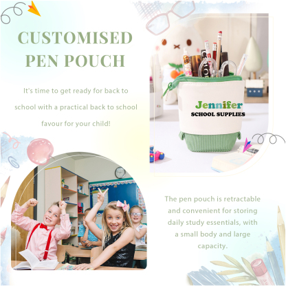 Personalized Pencil Case Custom 2 Text Pen Pouch Back To School Gift for Kids