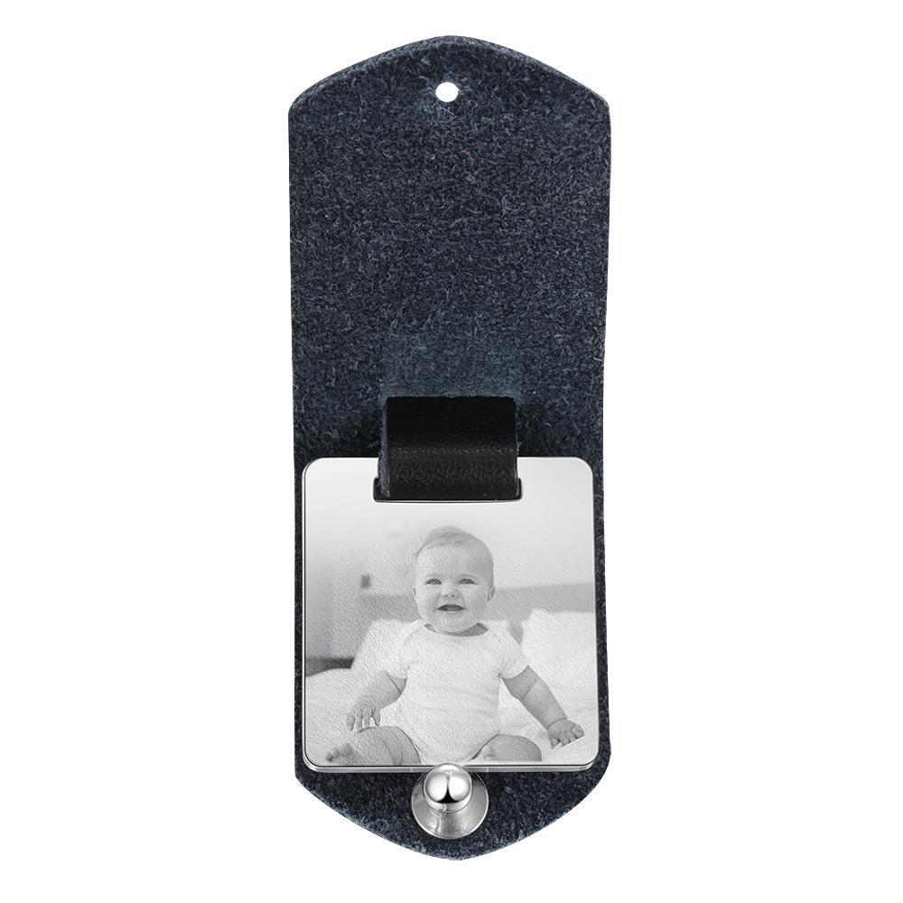 Personalized Leather Keychain Custom Photo Keychain Gifts For Father