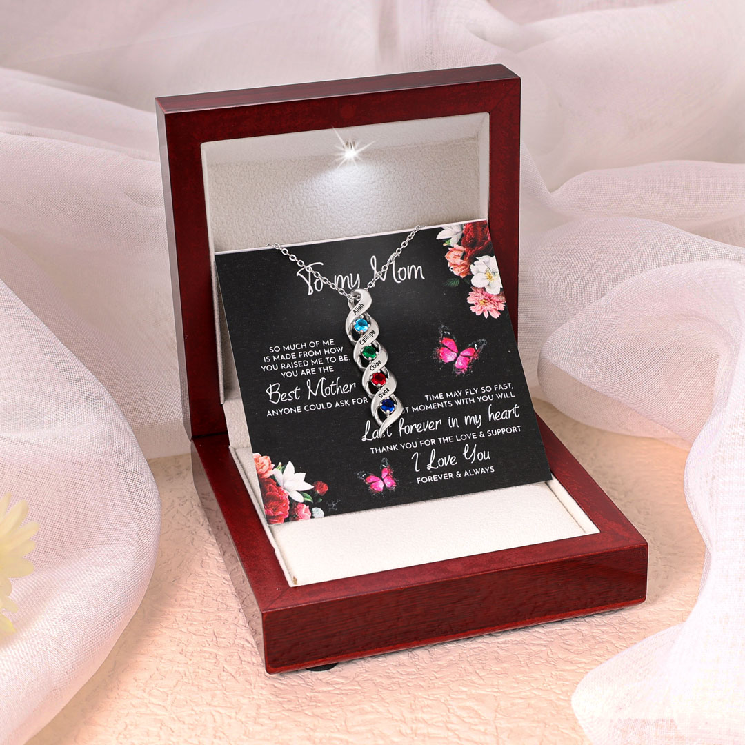 3 Names-Customized Necklace Cascading Pendant with 1-10 Birthstones Engraving 3 Names Gifts for Her