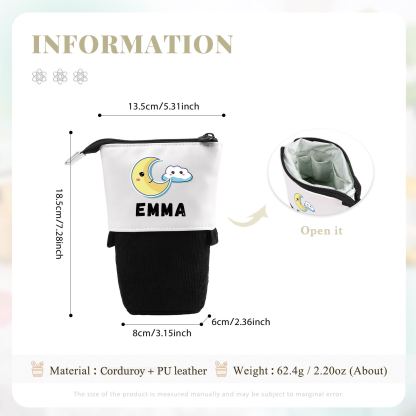 Personalized Moon Pencil Case Custom Name Pencil Case Back to School Gift for Boys/Girls