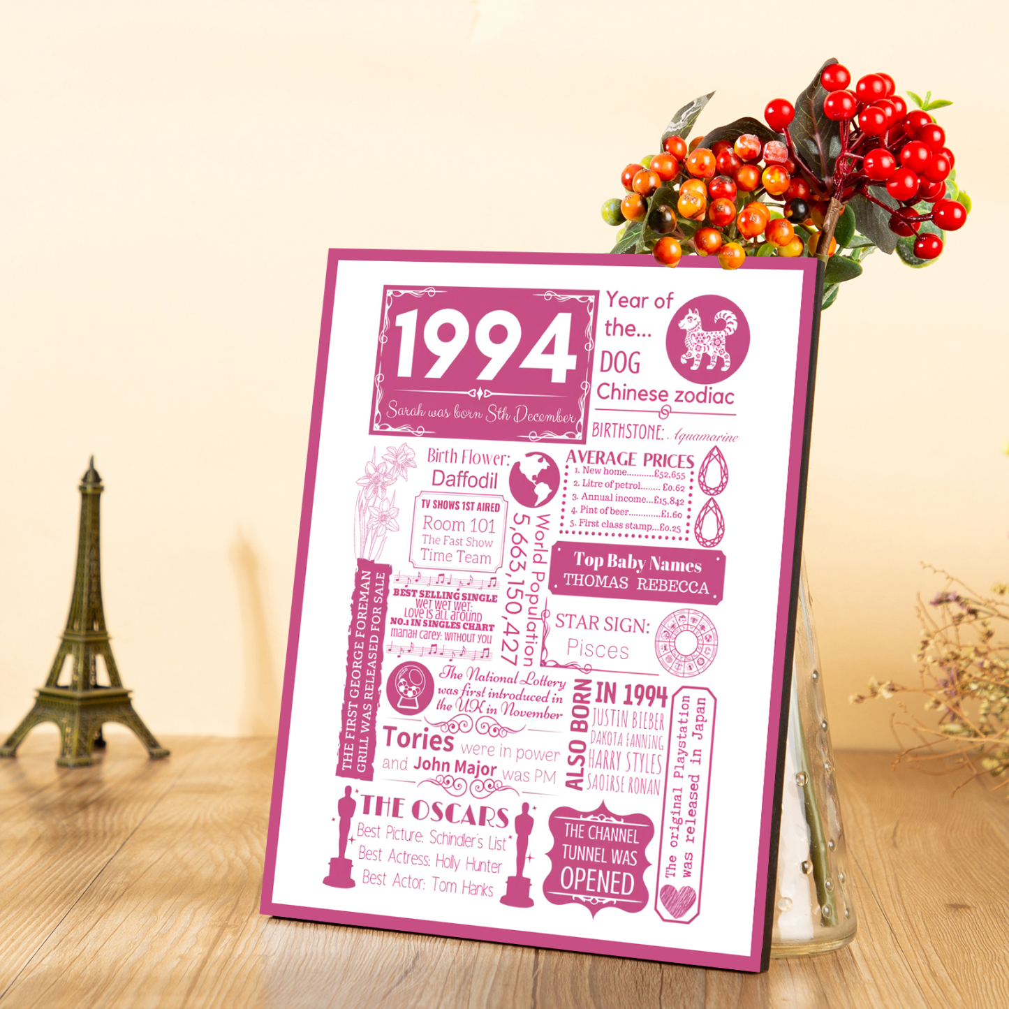 30th Birthday Personalized Wood Panel Painting Customized Birthday Flowers Wooden Decorations Home Decoration Gifts For Her/Him