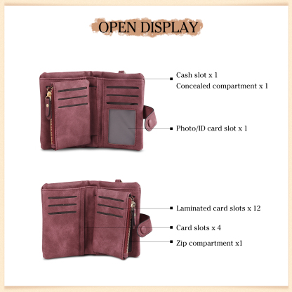 Purple Color Personalized Birthday Flower Leather Wallet Engraving Name Wallet Gifts for Women