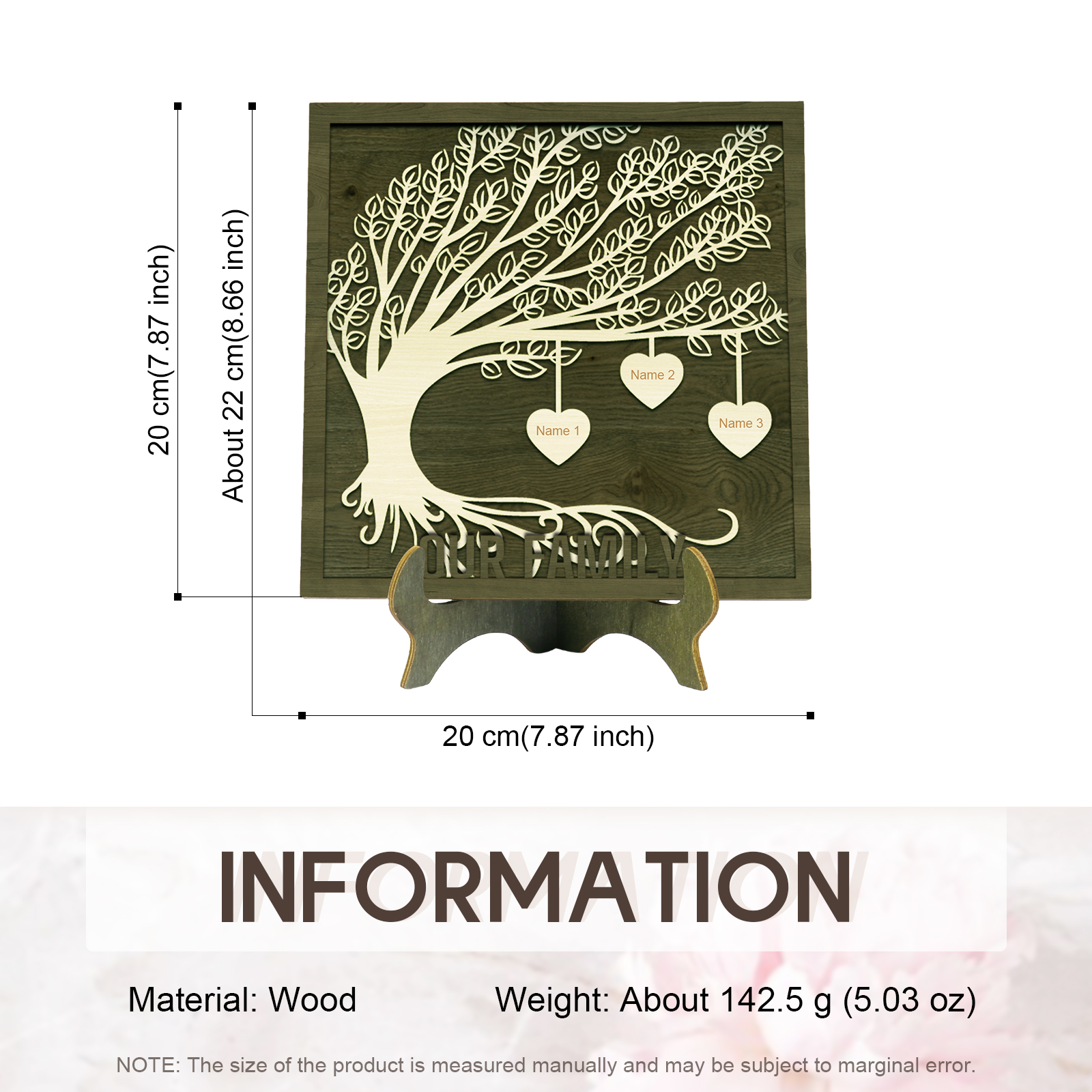 3 Names -Customized Tree Type Wooden Ornaments Decorations Text  Our Family