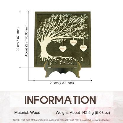 3 Names -Customized Tree Type Wooden Ornaments Decorations Text  Our Family