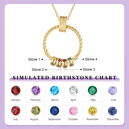4 Names - Personalized Round Pendant Necklace Customized Name Gift for Her
