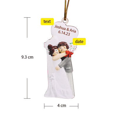 Personalized Christmas Ornament for Newlyweds Custom Text & Date Wooden Ornament Gift for Couples