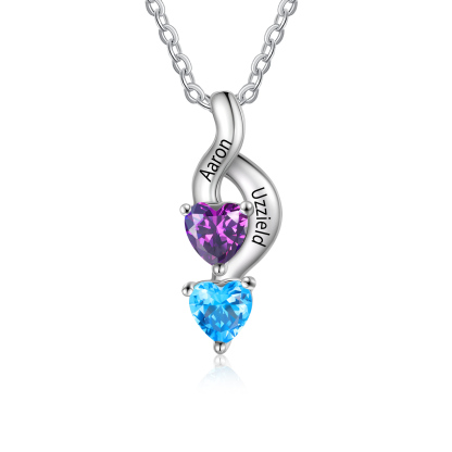 1-6 Names-Personalized Birthstone Necklace Names Necklace Special Gift Set With Rose Gift Box For Women