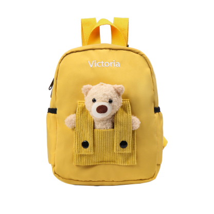 Personalized Bear Style School Bag Customized Name Canvas Kids Backpack Back to School Gift