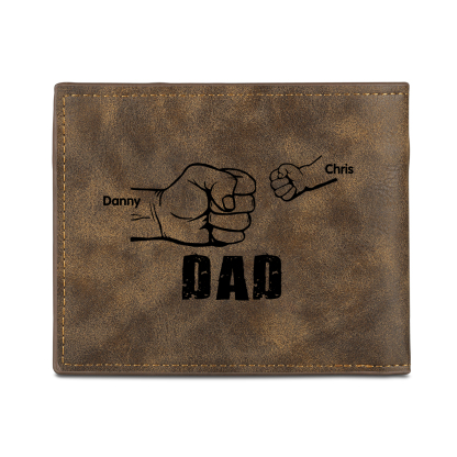 2 Names - Personalized Photo Custom Leather Men's Folding Wallet as a Father's Day Gift for Dad
