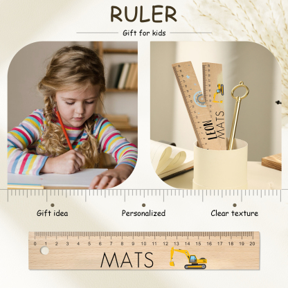 Custom 1 Name Ruler Wooden Ruler Back To School Gift for Boys Girls
