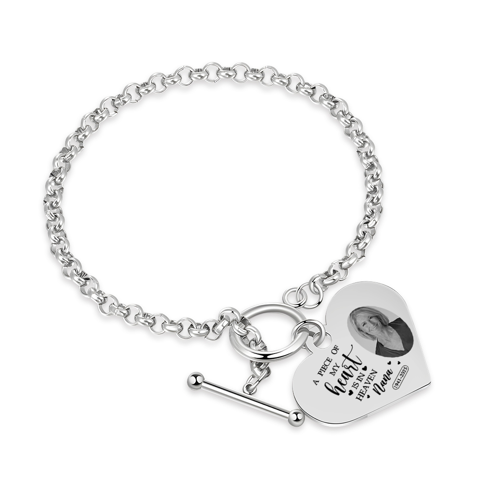 Personalized Heart Photo and Name Bracelet, Tribute Gift | Jessemade