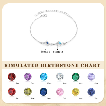 Personalized Ribbon Bracelet Custom with 2–5 Birthstone and Name for Women
