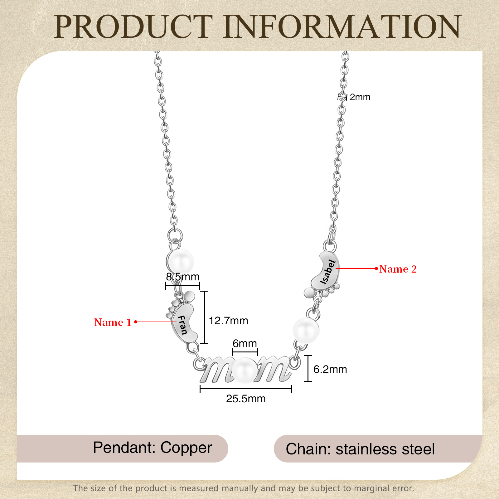 2 Names - Personalized Exquisite Pearl Necklace Supports Customized Name Necklace Gifts for Mom