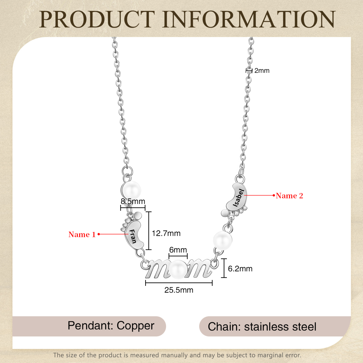 2 Names - Personalized Exquisite Pearl Necklace Supports Customized Name Necklace Gifts for Mom