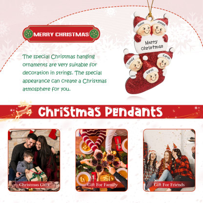 5 Names-Personalized Family Wooden Christmas Xmas Tree Decoration Ornament-Custom 5 Names And Text Hanging Ornament Gifts For Family