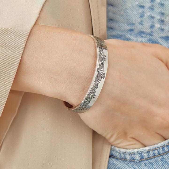 Whenever You Feel Overwhelmed, Personalized Wave Cuff Bangle Bracelet Gifts For Daughter