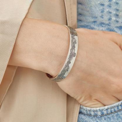 Whenever You Feel Overwhelmed, Personalized Wave Cuff Bangle Bracelet Gifts For Daughter