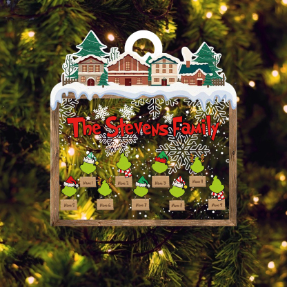 MERRY GRINCHMAS Grinch Personalized Christmas Ornament Engraved 6 Names Gifts For Family | Jessemade