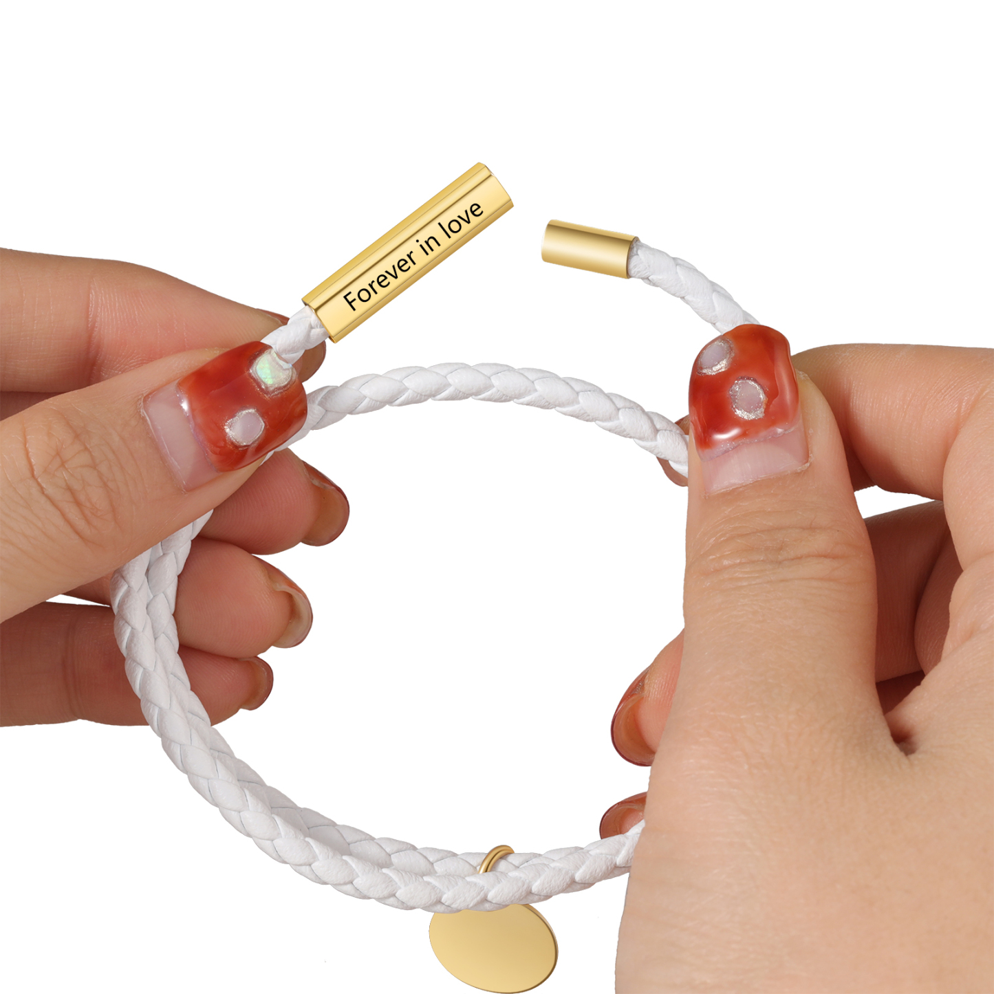 Personalized Text Leather Bracelet Custom Photo EngravedStainless Steel Bracelet Personalized Gift for Him/Her