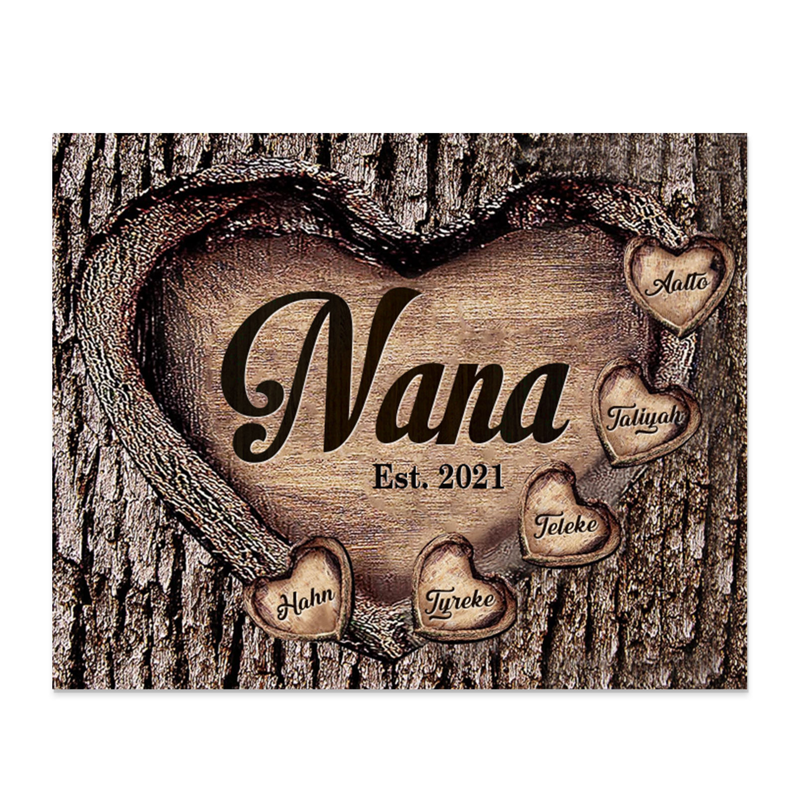 5 Names-Personalized Nana Wooden Ornament Custom Text And Date Home Decoration for Family
