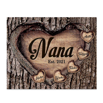 5 Names-Personalized Nana Wooden Ornament Custom Text And Date Home Decoration for Family