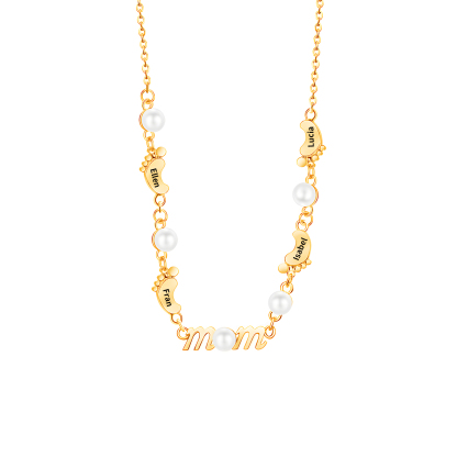 4 Names - Personalized Exquisite Pearl Necklace Supports Customized Name Necklace Gifts for Mom