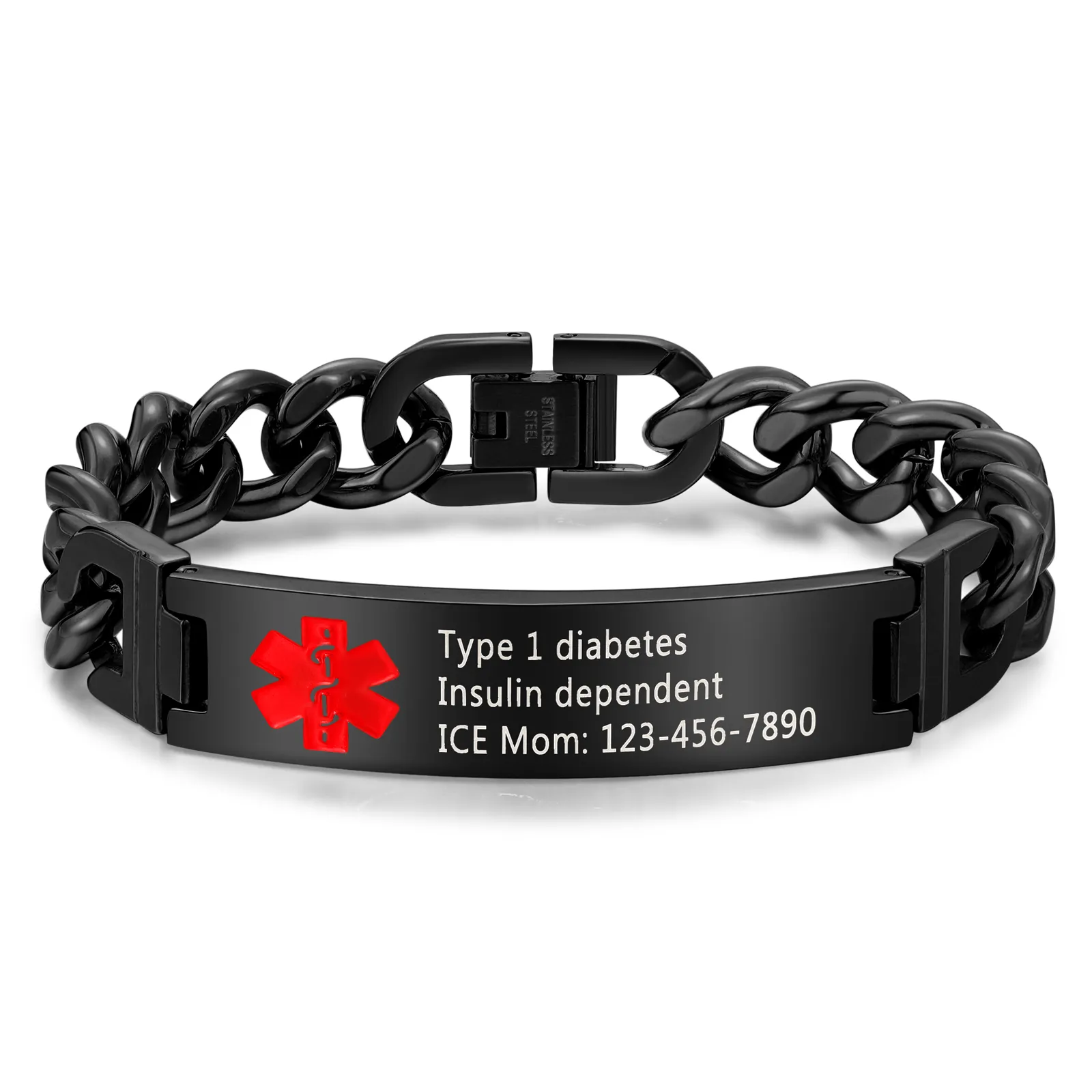 Custom Medical Alert ID Bracelet Practical Gift for Dad, Mom, Grandpa, Grandma, Friend | Jessemade