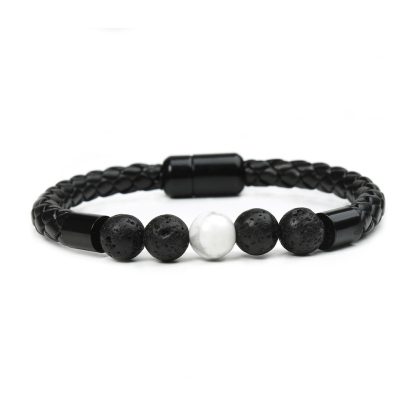 Tiger Eye Black Onyx Beaded Bracelet Men