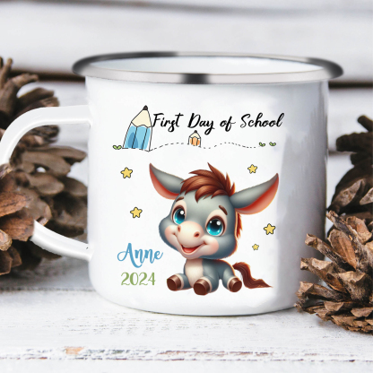 Personalized Name And Date Mug Cute Cartoon Donkey Mug Back To School Gift For Kids