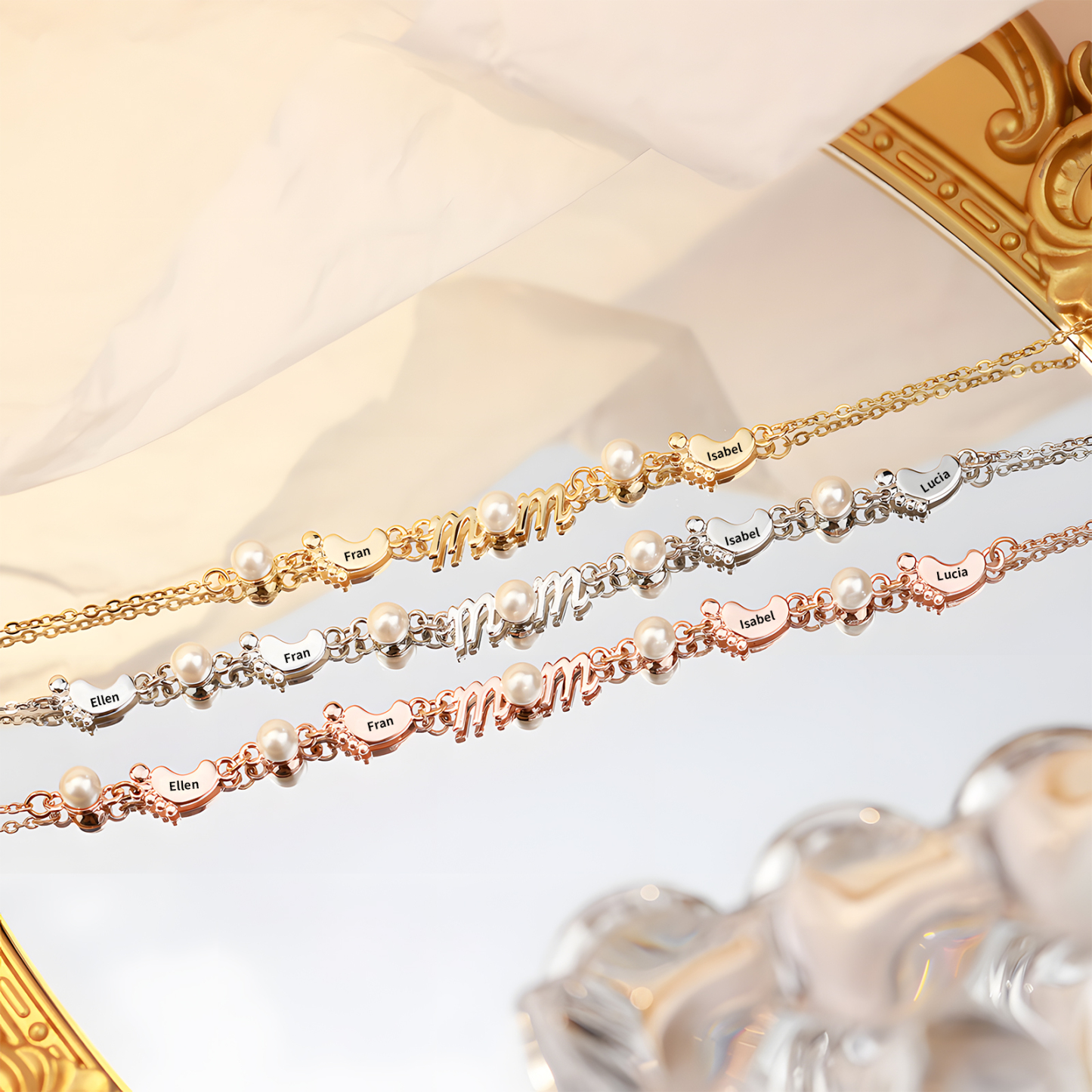 2 Names - Personalized Exquisite Pearl Necklace Supports Customized Name Necklace Gifts for Mom