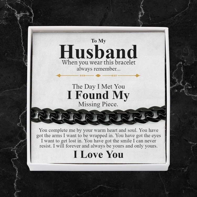 To My Husband I LOVE YOU Cuban Chain Bracelet Stainless Steel Romantic Warm Gift