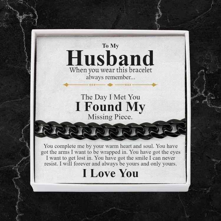 To My Husband I LOVE YOU Cuban Chain Bracelet Stainless Steel Romantic Warm Gift
