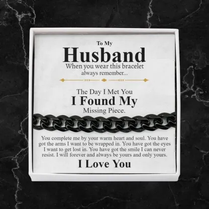 To My Husband I LOVE YOU Cuban Chain Bracelet Stainless Steel Romantic Warm Gift