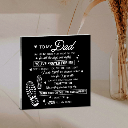 2 Names - Personalized Footprint Pattern Family Acrylic Keepsake Customized Name Acrylic Home Decor Gift for Dad