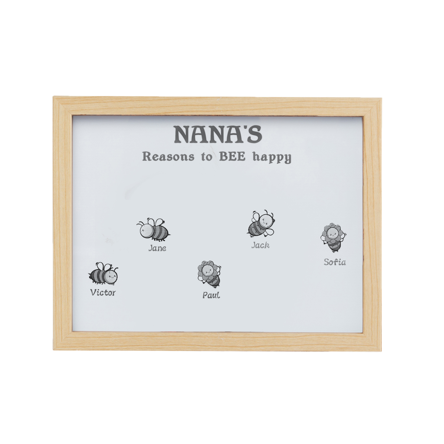 5 Names-Personalized Family Color Or Black And White Frame Custom 5 Names And Text LED Night Light